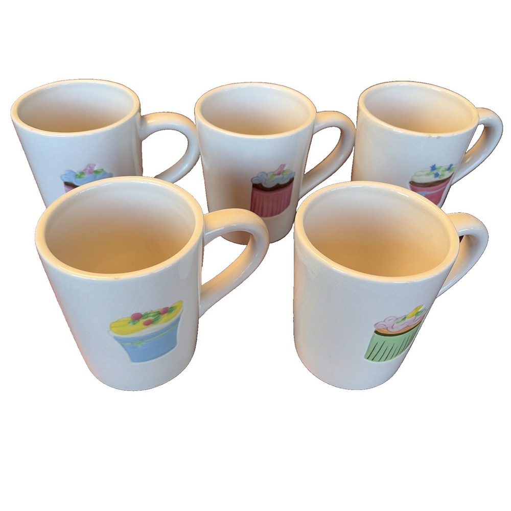 BIA Cordon Bleu Dessert‎ Mugs Embossed Cupcake Set Of 5 Sweet Valentines Fun